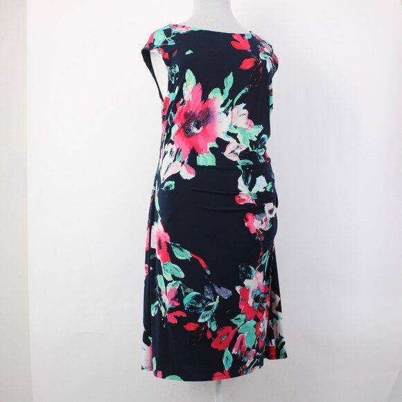 Lauren Ralph Lauren Dress NEW $164 Sz 20W Navy Multi Floral Spring Poly Dress - Picture 6 of 16
